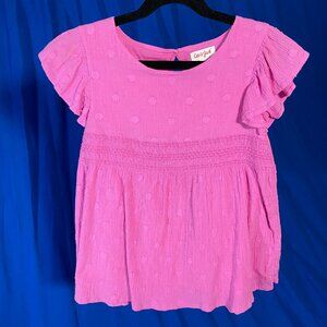 Cat & Jack Girls Pink Ruffle blouse Size Medium 7/8